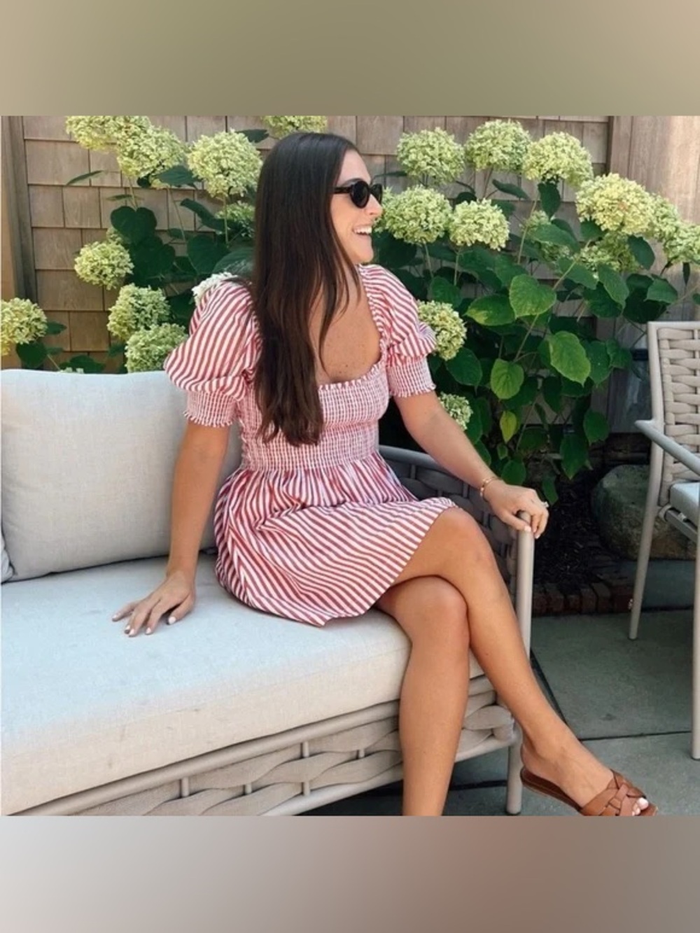 Hill House Pink and White Striped Mini Dress
